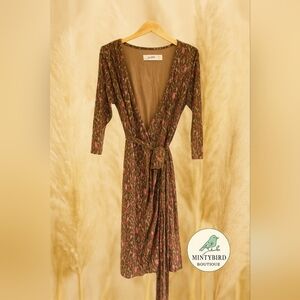 Carve Design Wrap Dress Organic Cotton Blend Sz L